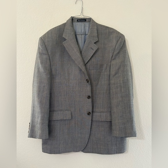 Ralph Lauren Sport Coat Mens 44S Gray Houndstooth Silk Wool Single Vent Lined - Picture 1 of 10